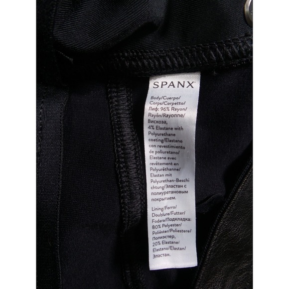 Spanx Pants Womens Size Petite Medium Black Leather-Like Ankle Skinny Pull On - Picture 13 of 14